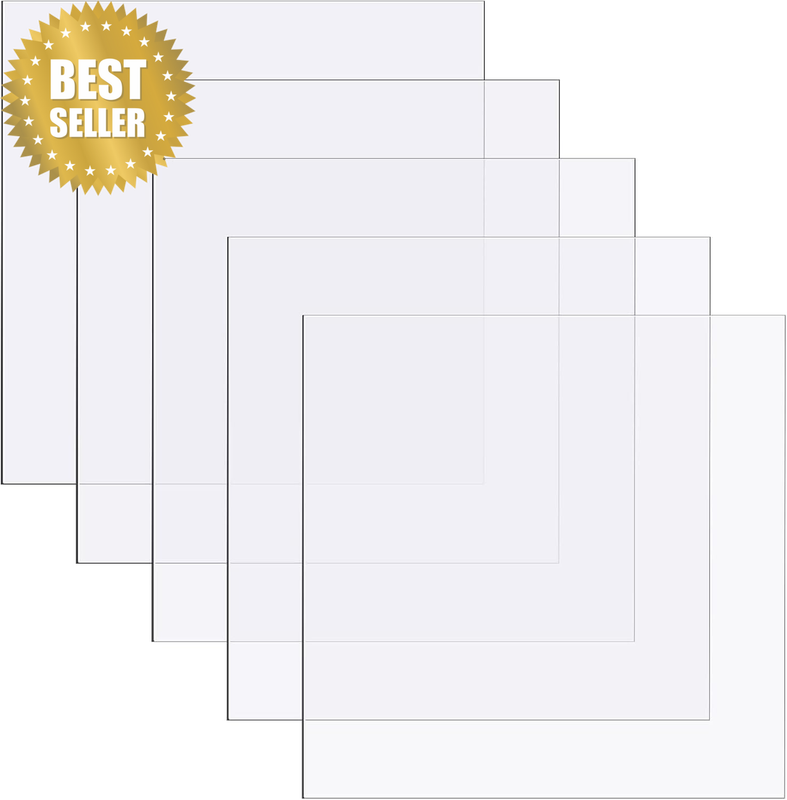 5 Pack 12X12X.02” Clear Plastic Sheet, Plexiglass Craft Plastic Sheets PET Flexi