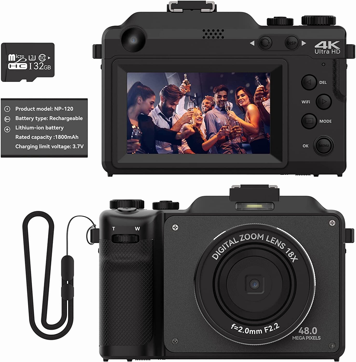 Digital Cameras for Photography, 4K 48MP Vlogging Camera 18X