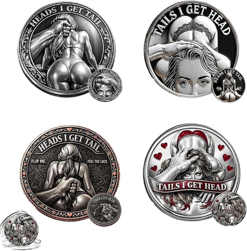 Heads I Get Tail Decision Coin Set (4pc) - Funny Adult Date Night Challenge Gift
