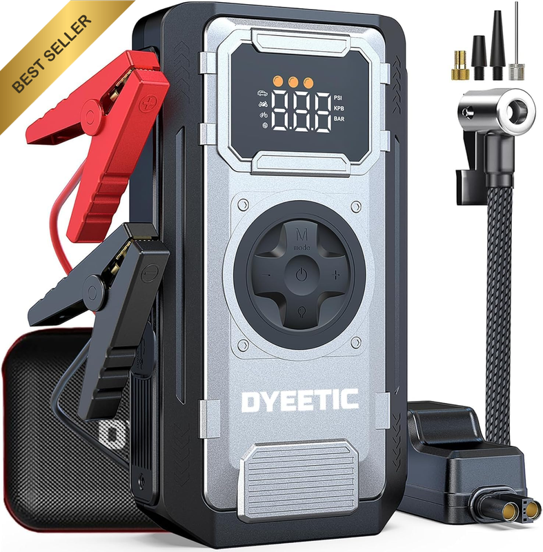 Jump Starter with Air Compressor, 6000A Peak 150PSI Car Battery Jump Starters fo