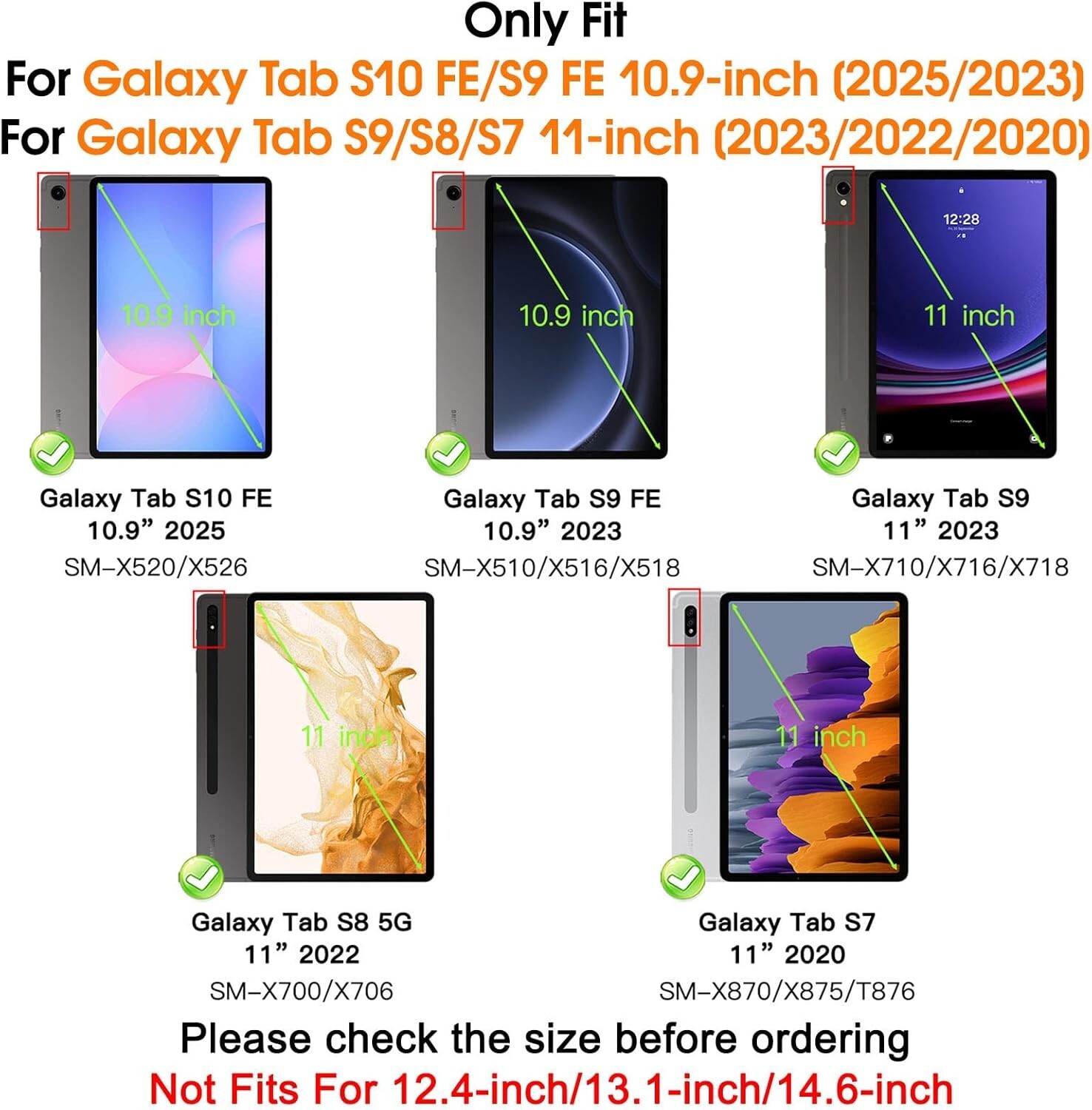 Case For Samsung Galaxy Tab S10 FE/ S9 FE/ S9/ S8/ S7 5G 10.9"/11" With Stand