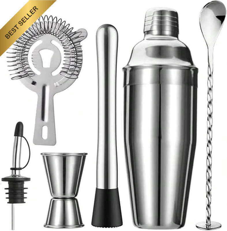 Cocktail Shaker Set, 750Ml Stainless Steel Cobbler Shaker with Strainer, Pourers