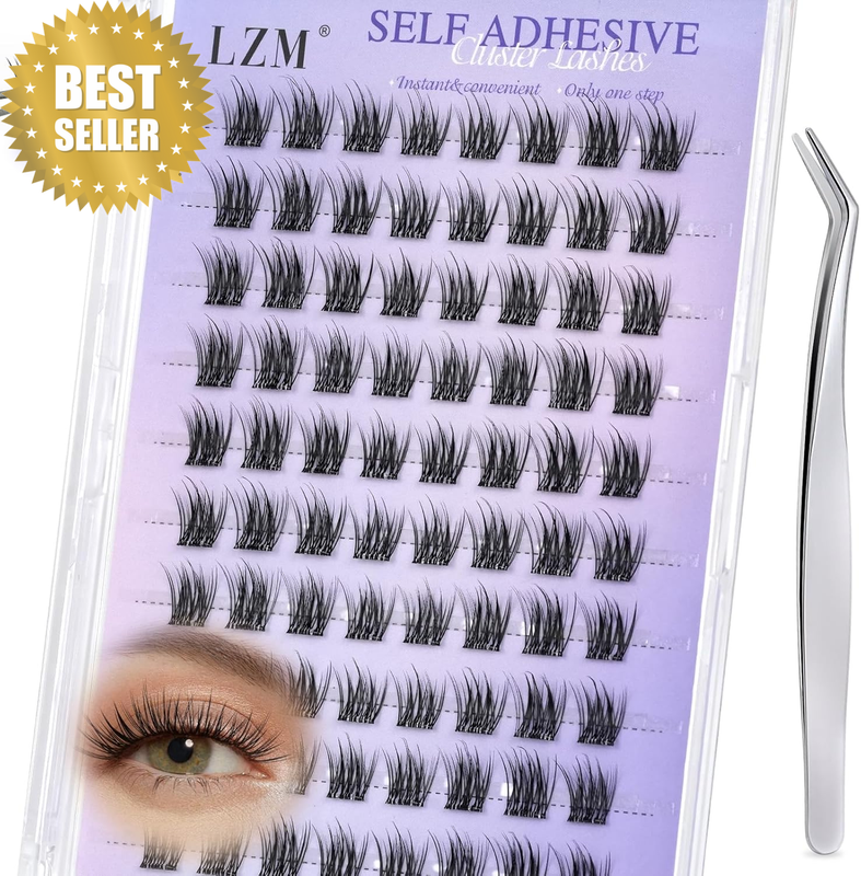 No Glue Cluster Lashes Pre Glued Lash Clusters Natural Self Adhesive Eyelashes E