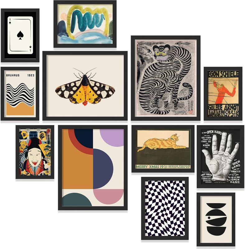 Vintage Eclectic Wall Art Collage - Abstract Modern Art Prints for Wall Decor, C