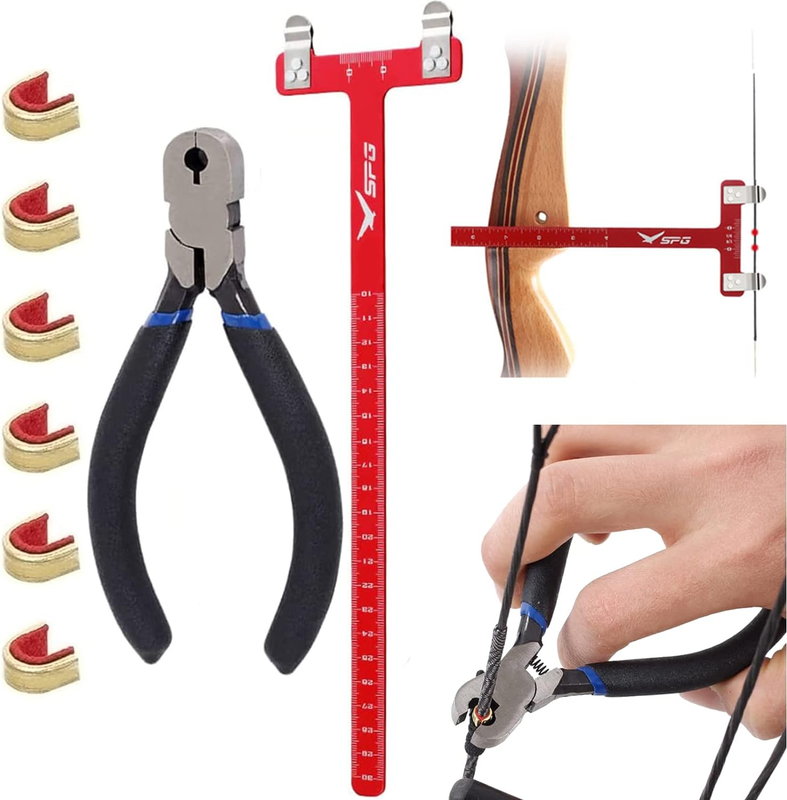 Archery Bow Nocking Point Kit w/ T Square Ruler & Pliers Recur...