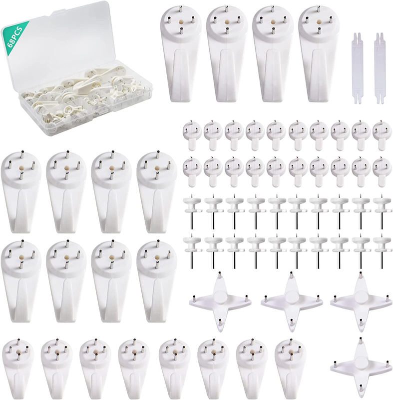 Picture Hanging Kit， No Damage Wall Hangers for Frame，68Pcs Invisible Nails for