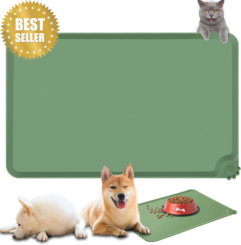 Silicone Food Mat for Dogs Cats，Thicker Waterproof Anti-Slip Pet Feeding Mats，Ra