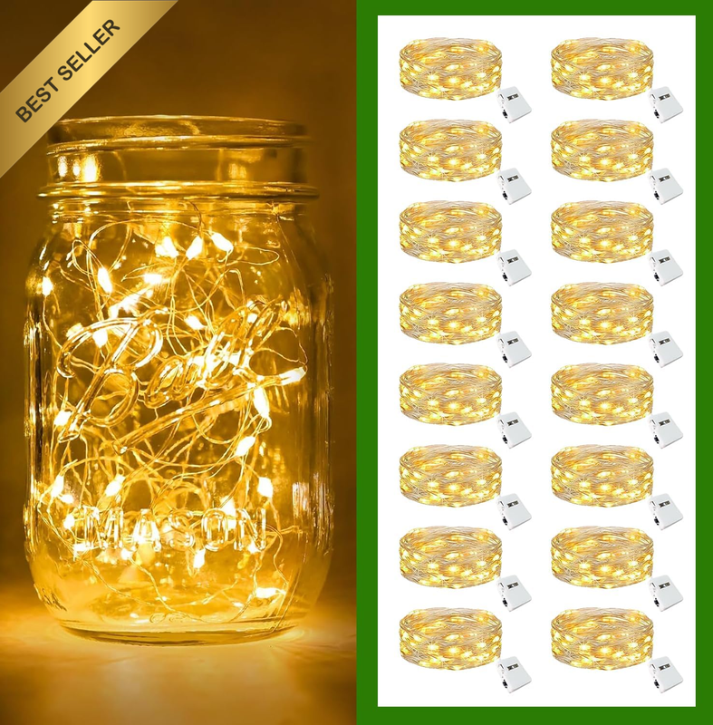 16 Pack Fairy Lights Battery Operated [3 Modes], Fairy Lights for Bedroom, 7Ft 2