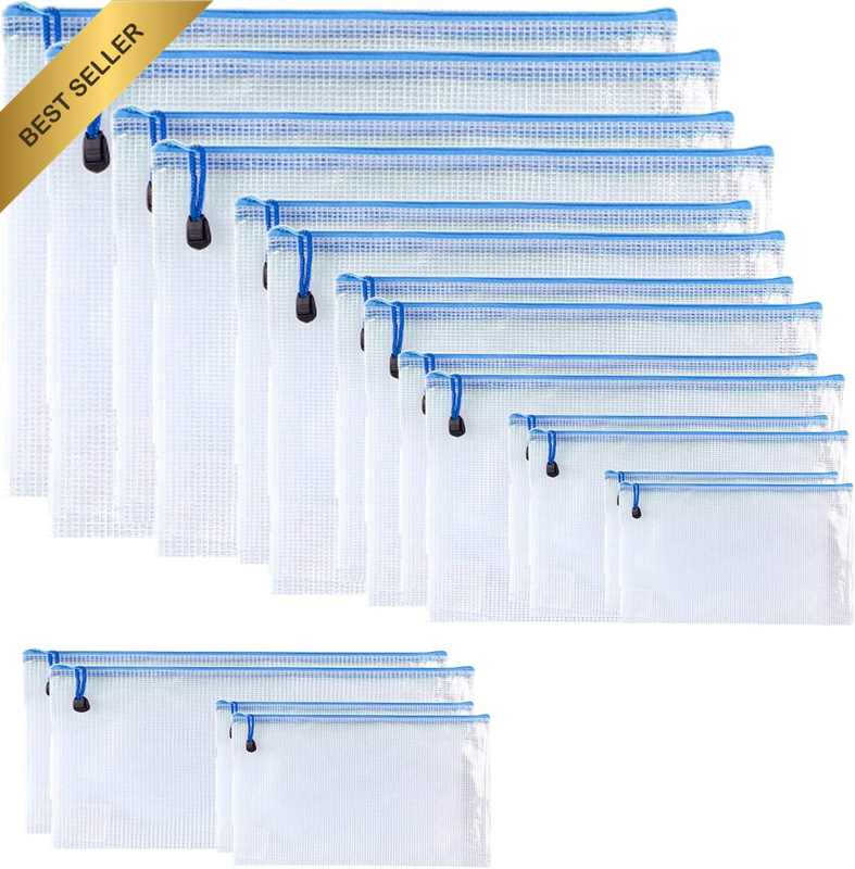 Plastic Zipper Pouch Pen File Document Folders Pockets Bags Clear Mesh Weatherpr