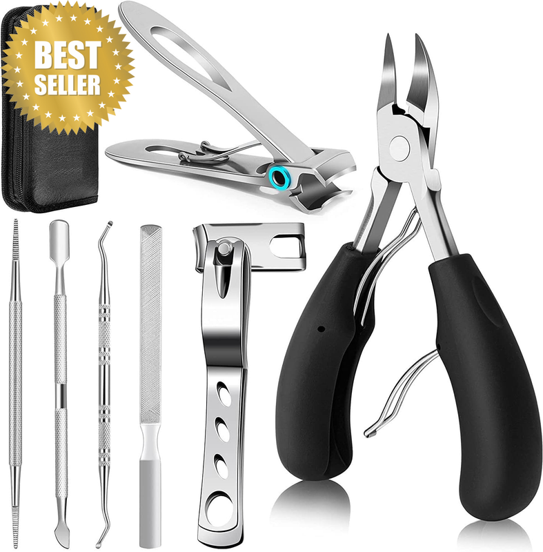 Toenail Clippers Set with Large Clippers for Thick Nails, 7 Piece Tools Kit,For