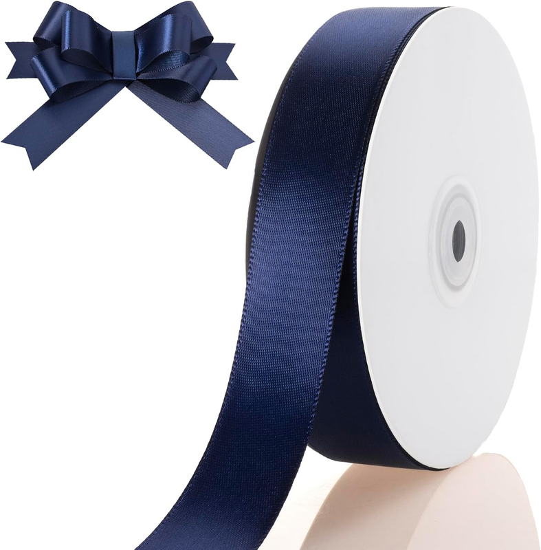 1 Inch Navy Blue Ribbon 50Yards – Perfect for Gift Wrapping | Polyester Satin Ri