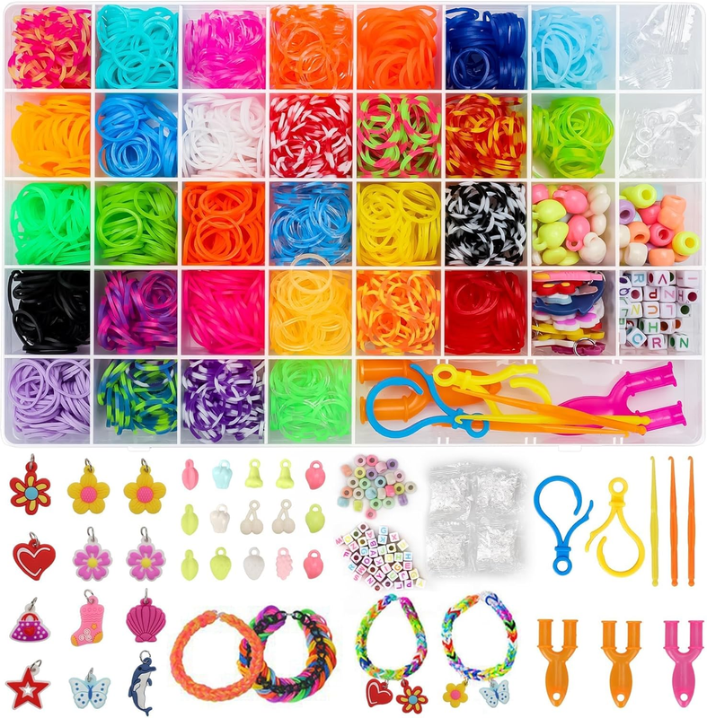 Loom Rubber Band Bracelet Kit, 3000+ 30-Color, Storage Case, Ages 8+