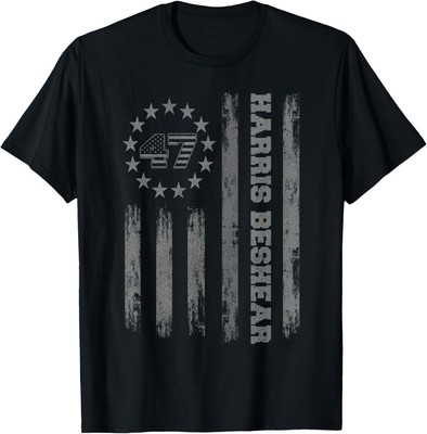American Flag Kamala Harris 2024 Democrat, Harris Beshear 47 T-Shirt