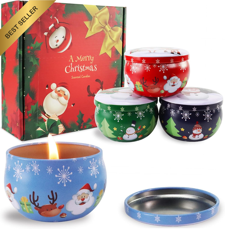 4 Pack Scented Candles Gift Set Natural Soy Wax Petals Essential Oils