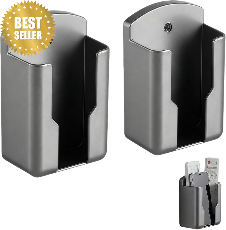 Pack of 2 Stylish Remote Control Holders Self Adhesive and Wall Mountable Organi