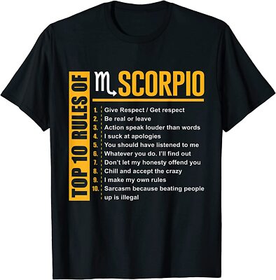 NEW Top 10 Rules of Scorpio Birthday Gifts T-Shirt