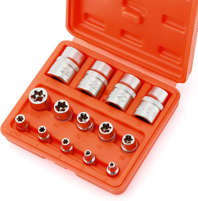 14 Pieces Female E-TORX Star Socket Set, Female External Star Socket Set, E4 - E