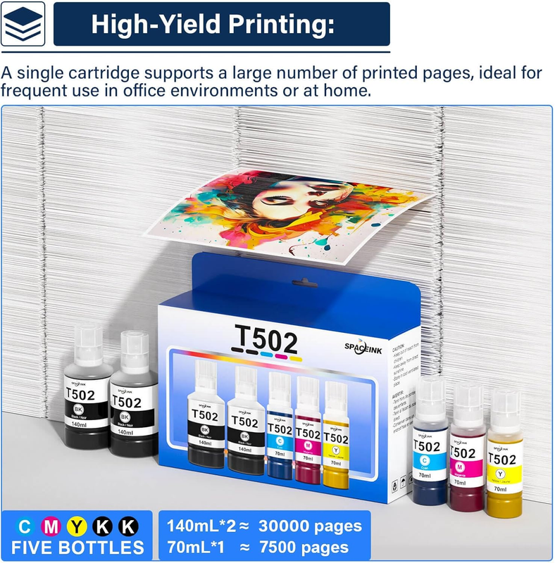 502 Ink Refill Bottles for Ecotank ET-4850 ET-2850 ET-3830 ET-3850 ET-2760 ET-27