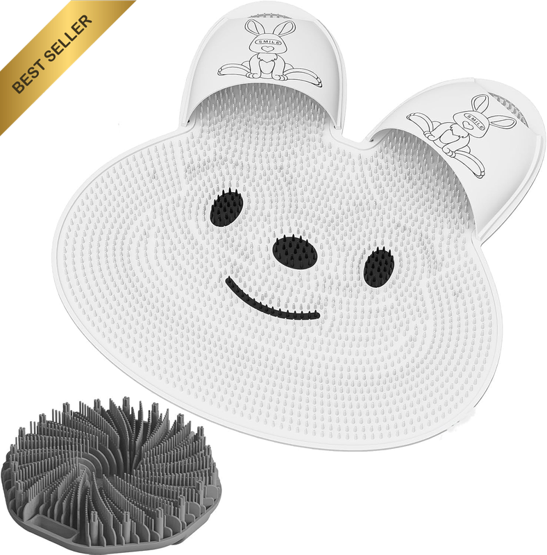 Extra-Large Shower Foot Scrubber Mat & Silicone Body Scrubber Set (2 PCS), Rabbi