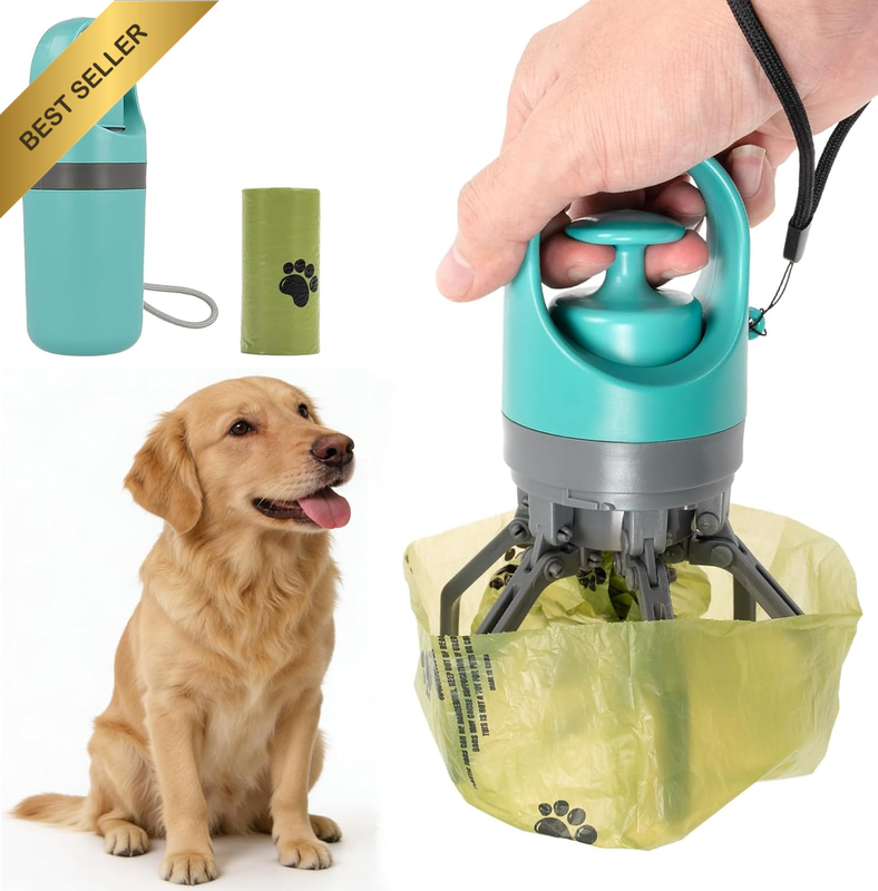 Portable Dog Poop Scooper – Quick Claw Pooper Tool with 1 Roll Random Colors Bag