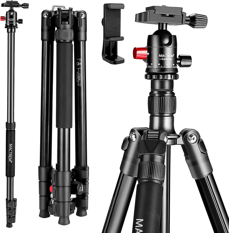 MACTREM Professional Camera Tripod with Phone Mount, 62" DSL