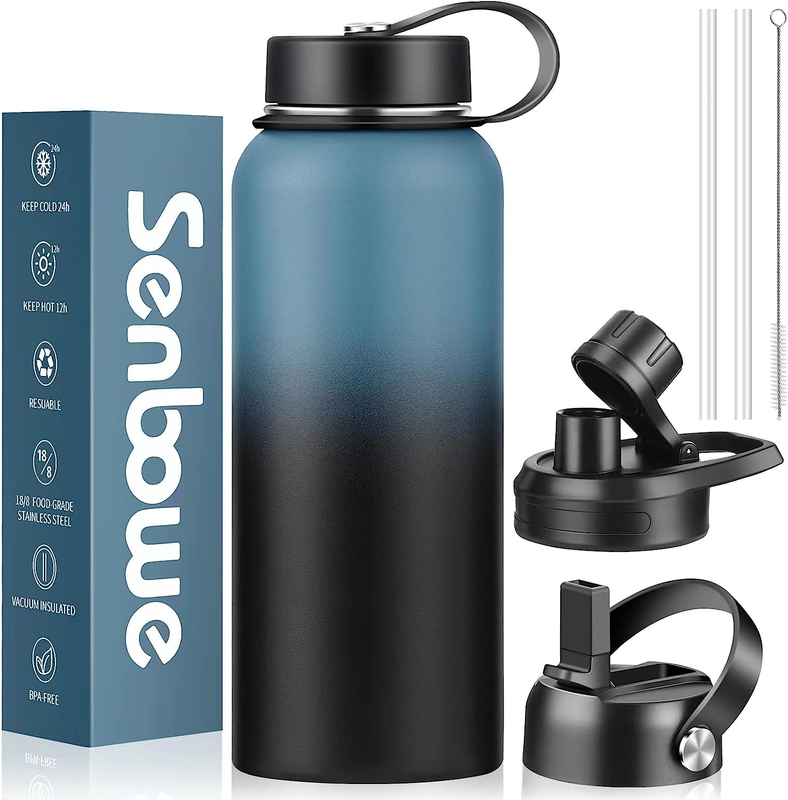 With Straw Stainless Steel Lid Flask Vacuum Sports
