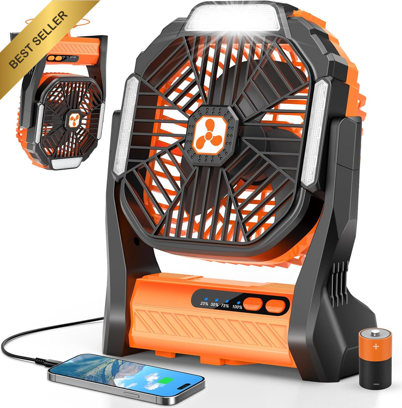 Portable Rechargeable Fan 20000Mah Cordless Camping Fan with LED | 20000Mah Batt
