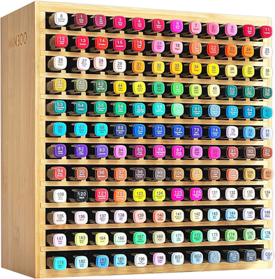 Marker Organizer for 144 Markers, Bamboo Art Supply Storage Organizer Rack, Art