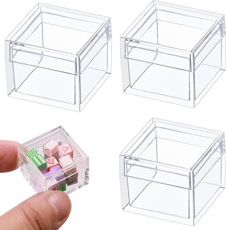 Kissyou Small Acrylic Candy Jewelry Box, 4-Pack 1.18X1.18X0.86 Inch