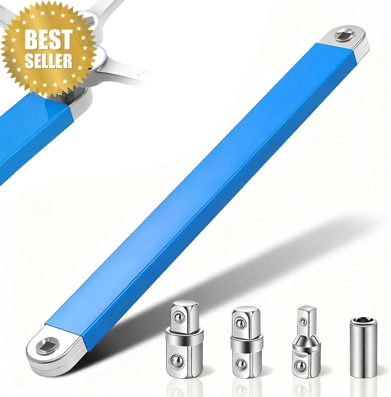Offset Extension Wrench, 15-Inch Wrench Extender with 3/8" to 1/2", 1/4", 3/8" D