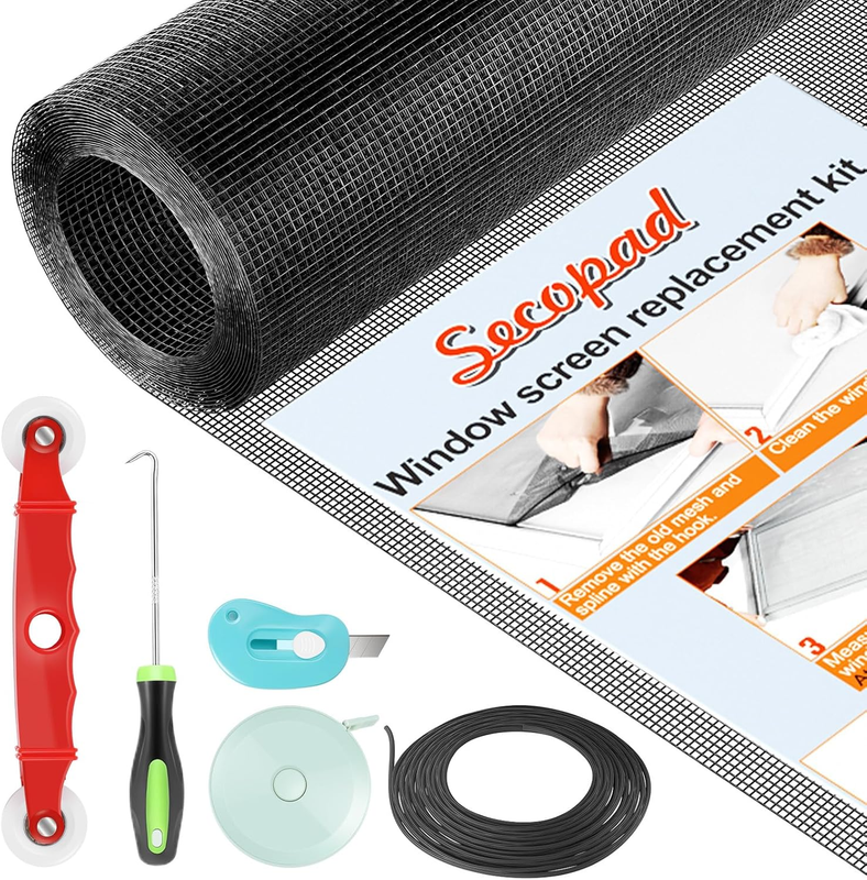 Window Screens Replacement Repair Kit, 39" x 78" Screen Door Mesh Replacement Ki