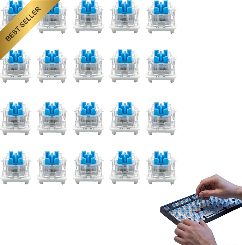 Mechanical Keyboard Switch Set of 20 - Blue Switches Enhance Typing Experience,
