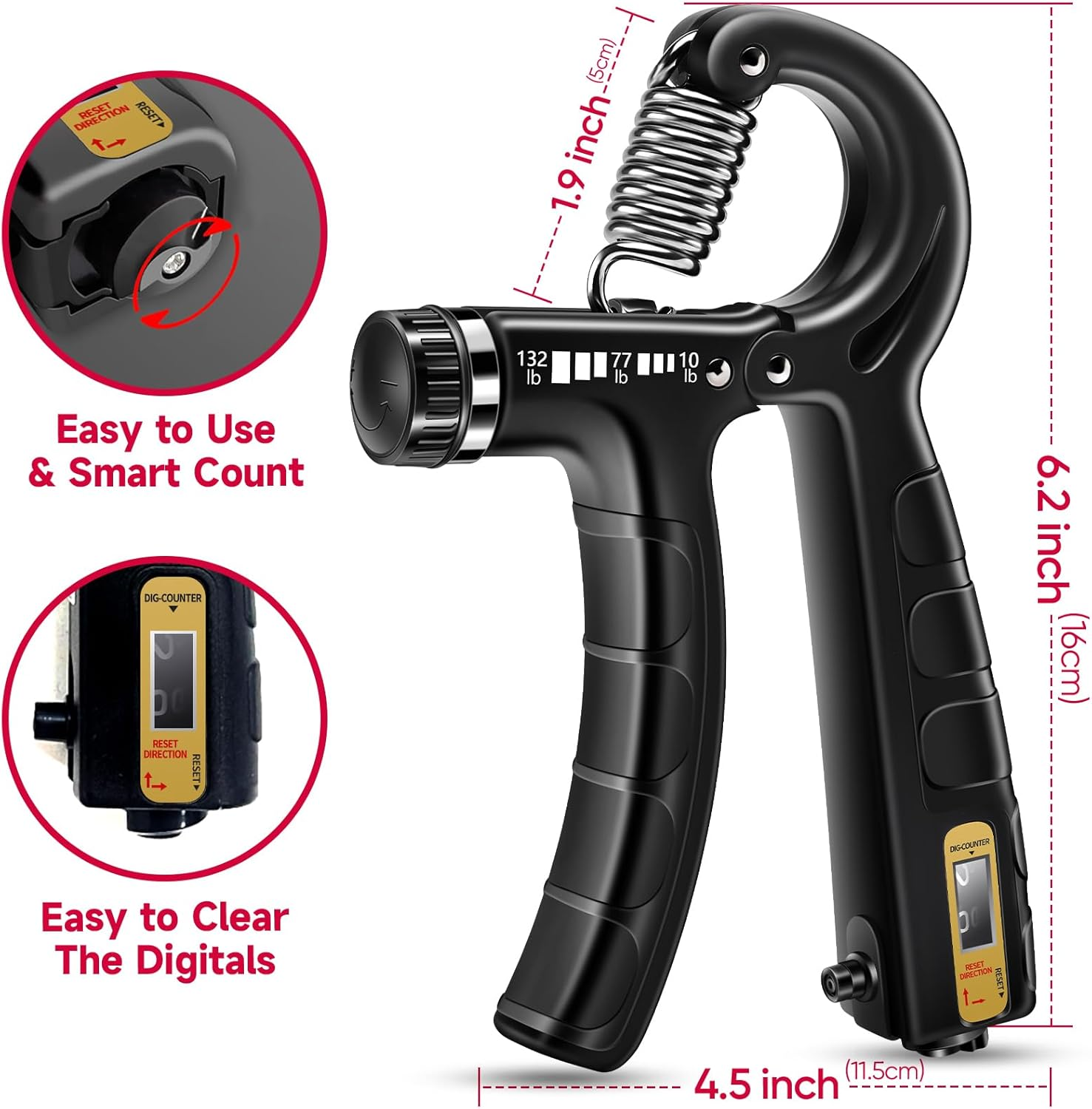 Adjustable Resistance Hand Grip Strengthener Workout Kit Ring Finger Stretcher