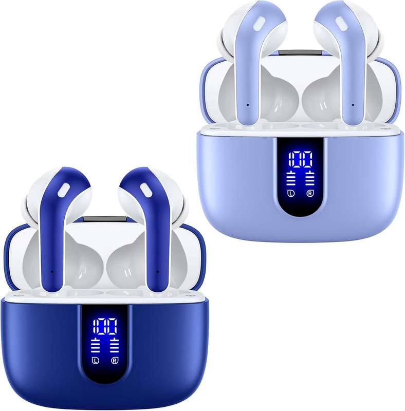 2 Sets X08 Ocean Blue and Purple Bluetooth Headphones True Wireless Earbuds 60H