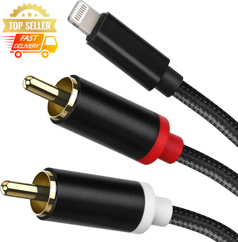 6FT Lightning to RCA Audio Cable, Stereo Y Splitter for iPhone/iPad - Silver