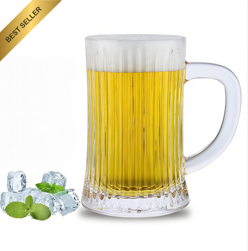 Heavy Beer Mugs, 520Ml/18.5Ounce Glass Mugs with Comfortable Handle, Beer Glasse