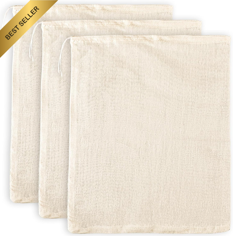 Cheesecloth Bag for Straining, 3 Pack Nut Milk Bag Unbleached Cotton Cheese Clot