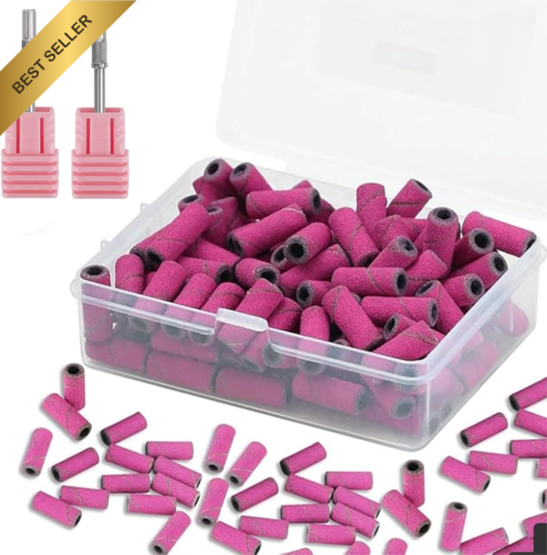 100PCS 3Mm Nail File Sanding Bands & 2PCS Mandrel Bits for Nail Drill, Professio