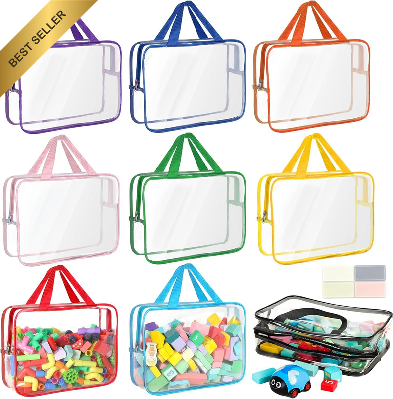 9 Packs Toy Storage Bags with Labels, Large PVC Reusable Board Game Storage Cont