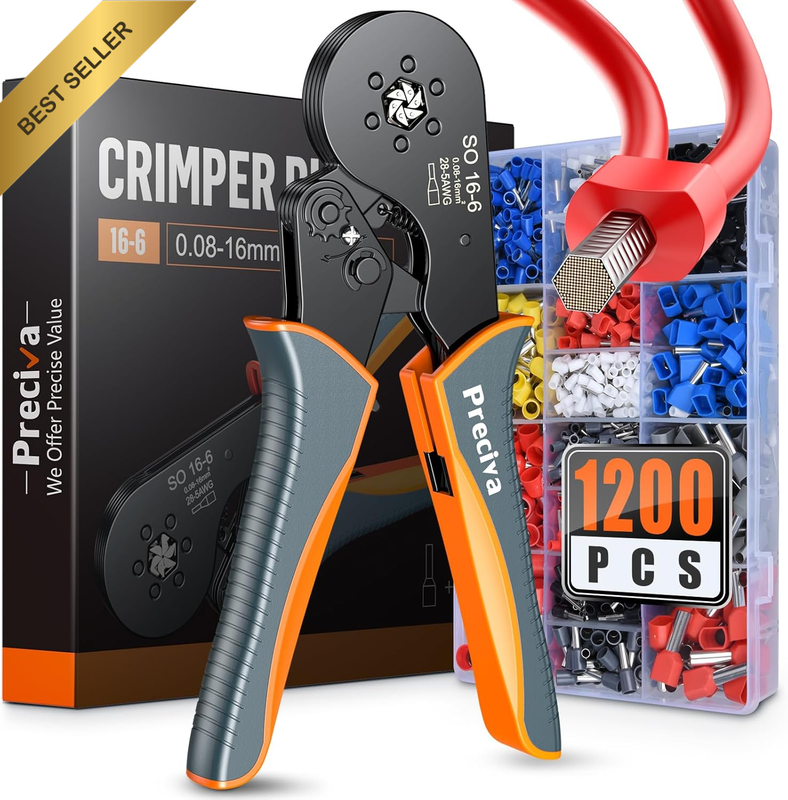 Ferrule Crimping Tool Kit,  Upgrade Double & Single Ferrules Connectors,16-6 Hex