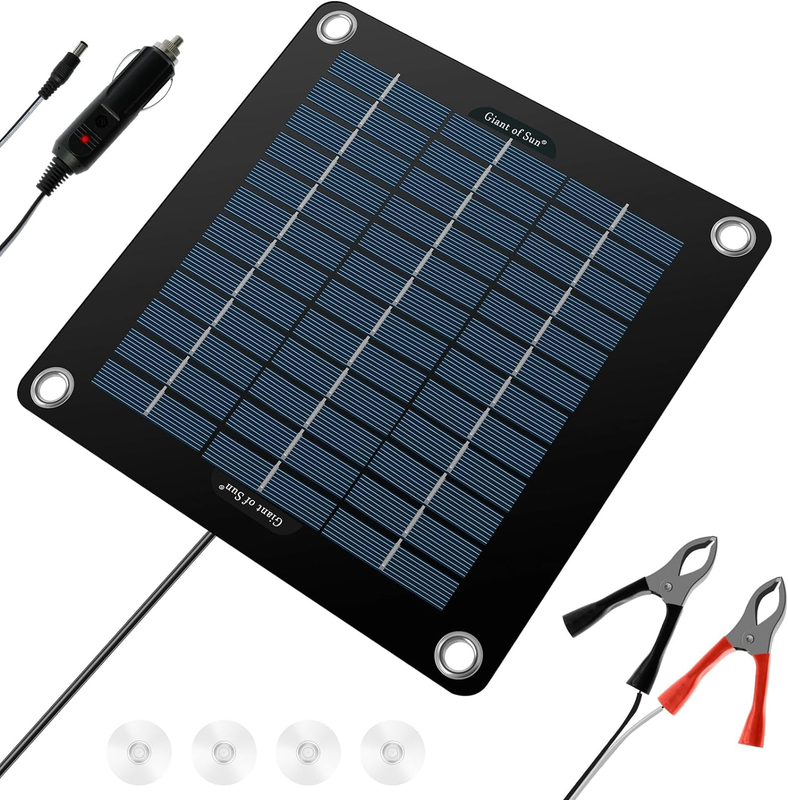 10W 12 Volt Battery Charger Solar Powered Panel for Car Dump Trailer Boat Marine