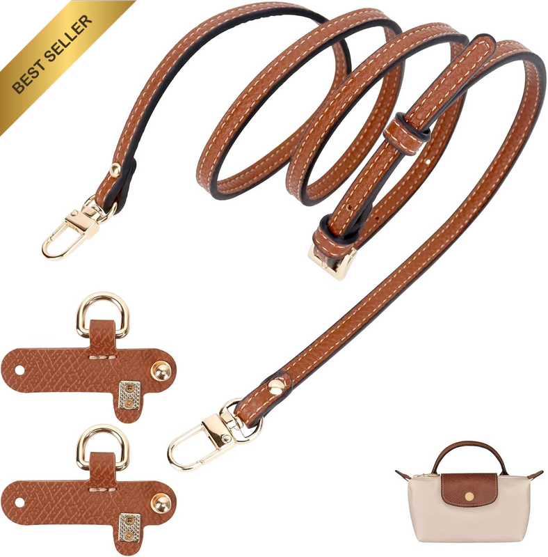 Leather Bag Shoulder Strap Compatible with Longchamp Mini Pouch, Purse Straps Cr