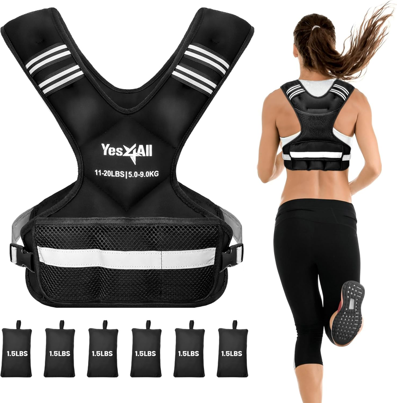 Adjustable Weighted Vest 11-32Lbs with Reflective Strip, Large Weight Vest for Strength Training for Men & Women