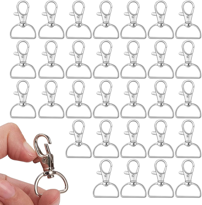 Metal Swivel Clasps, 30 Pcs Lanyard Swivel Snap Hooks Clips and D Rings, Key Cha