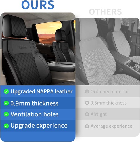 For Chevrolet Silverado GMC 1500 2500HD 3500HD Leather Car Seat Cover 5-Seat Set