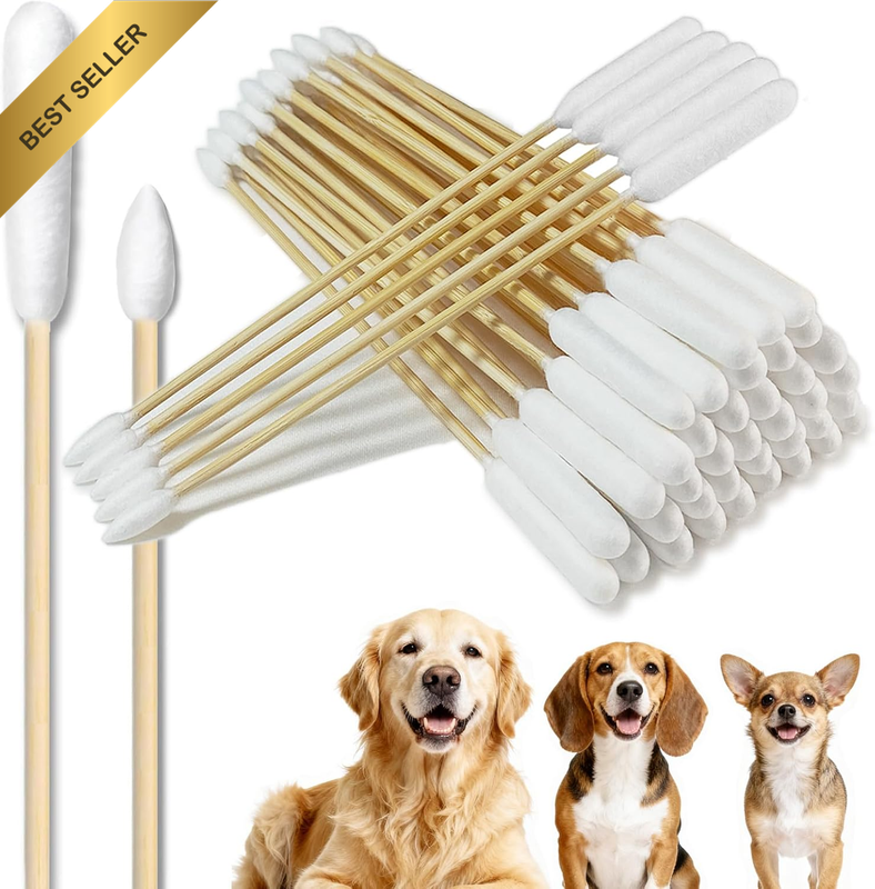 Cotton Buds for Dogs, 6 Inch Cotton Swabs for Cleaning Large Dogs Ear, Lengthen