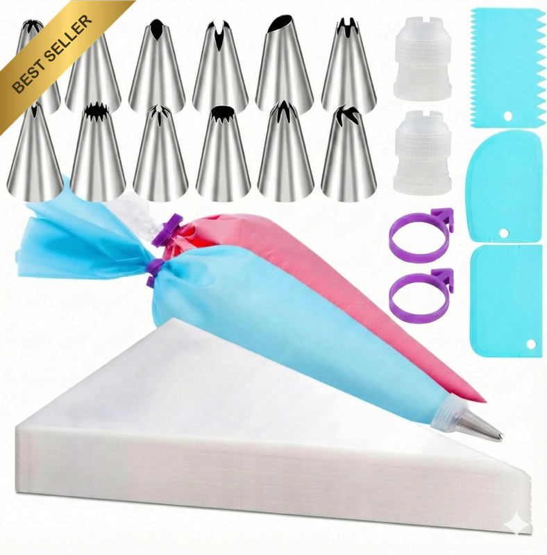 Piping Bags and Tips Set, 12 Inch Disposable Piping Bags, anti Burst Icing Pipin