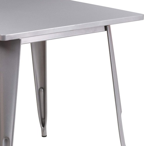 Pre-owned Flash Furniture Felix Commercial Grade 31.5" Square Square, Silver