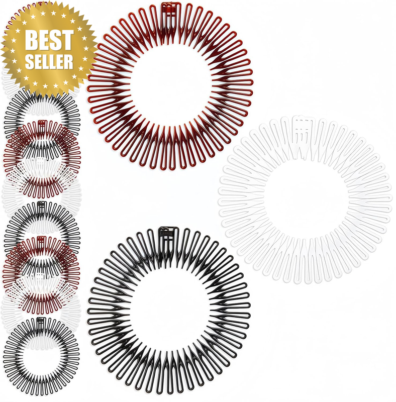 12 Pack Wide Elastic Zig Zag Headbands，Non-Slip Retro Soft Stretch with Grip Tee