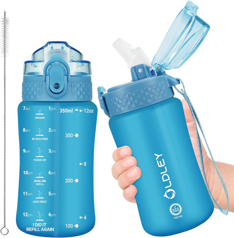 Kids Water Bottle for School, 12 Oz (Straw Lid) Bpa-Free Reu